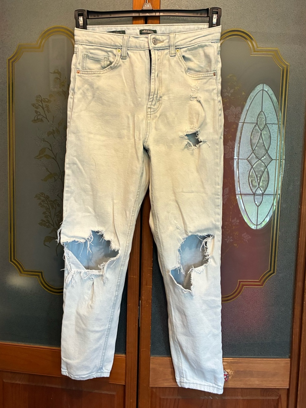 Ripped Jeans: High Rise Super Distressed Jeans, size 2